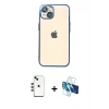 MARSİLYAN™- iPhone 14 Kılıf Vadi Minimal - Siyah 3D Antistatik Cam Ekran Koruyucu + Shine Kamera Lens - YL