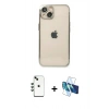 MARSİLYAN™- iPhone 14 Kılıf Vadi Minimal - Siyah 3D Antistatik Cam Ekran Koruyucu + Shine Kamera Lens - YL