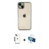 MARSİLYAN™- iPhone 14 Kılıf Vadi Minimal - Siyah 3D Antistatik Cam Ekran Koruyucu + Shine Kamera Lens - YL