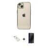 MARSİLYAN™- iPhone 14 Kılıf Vadi Minimal - Siyah 3D Antistatik Hayalet Cam Ekran Koruyucu + Diamond Kamera Lens - YL
