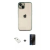 MARSİLYAN™- iPhone 14 Kılıf Vadi Minimal - Siyah 3D Antistatik Hayalet Cam Ekran Koruyucu + Diamond Kamera Lens - YL