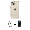 MARSİLYAN™- iPhone 14 Kılıf Vadi Minimal - Siyah 3D Antistatik Hayalet Cam Ekran Koruyucu + Shine Kamera Lens - SH