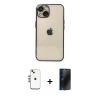 MARSİLYAN™- iPhone 14 Kılıf Vadi Minimal - Siyah 3D Antistatik Hayalet Cam Ekran Koruyucu + Shine Kamera Lens - GS