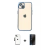 MARSİLYAN™- iPhone 14 Kılıf Vadi Minimal - Siyah 3D Antistatik Hayalet Cam Ekran Koruyucu + Shine Kamera Lens - SH