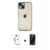 MARSİLYAN™- iPhone 14 Kılıf Vadi Minimal - Siyah 3D Antistatik Hayalet Cam Ekran Koruyucu + Shine Kamera Lens - MI