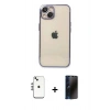 MARSİLYAN™- iPhone 14 Kılıf Vadi Minimal - Siyah 3D Antistatik Hayalet Cam Ekran Koruyucu + Shine Kamera Lens - GS
