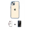 MARSİLYAN™- iPhone 14 Kılıf Vadi Minimal - Siyah 3D Antistatik Hayalet Cam Ekran Koruyucu + Shine Kamera Lens - KI