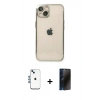 MARSİLYAN™- iPhone 14 Kılıf Vadi Minimal - Siyah 3D Antistatik Hayalet Cam Ekran Koruyucu + Shine Kamera Lens - MI