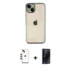 MARSİLYAN™- iPhone 14 Kılıf Vadi Minimal - Siyah 3D Antistatik Hayalet Cam Ekran Koruyucu + Shine Kamera Lens - KI