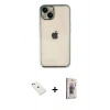 MARSİLYAN™- iPhone 14 Kılıf Vadi Minimal - Siyah Bilvis 3D Cam Ekran Koruyucu + Diamond Kamera Lens - SABE