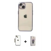 MARSİLYAN™- iPhone 14 Kılıf Vadi Minimal - Siyah Bilvis 3D Cam Ekran Koruyucu + Shine Kamera Lens - GD