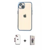 MARSİLYAN™- iPhone 14 Kılıf Vadi Minimal - Siyah Bilvis 3D Cam Ekran Koruyucu + Shine Kamera Lens - KI