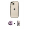MARSİLYAN™- iPhone 14 Kılıf Vadi Minimal - Siyah Bilvis 3D Cam Ekran Koruyucu + Raze Metal Kamera Lens - MR