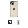 MARSİLYAN™- iPhone 14 Kılıf Vadi Minimal - Siyah Bilvis 3D Cam Ekran Koruyucu + PVD Metal Kamera Lens - PE