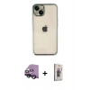 MARSİLYAN™- iPhone 14 Kılıf Vadi Minimal - Siyah Bilvis 3D Cam Ekran Koruyucu + Raze Metal Kamera Lens - SH