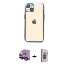 MARSİLYAN™- iPhone 14 Kılıf Vadi Minimal - Siyah Bilvis 3D Cam Ekran Koruyucu + Raze Metal Kamera Lens - SH