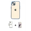 MARSİLYAN™- iPhone 14 Kılıf Vadi Minimal - Siyah Bilvis 3D Mat Cam Ekran Koruyucu + Shine Kamera Lens - GD