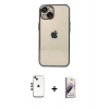 MARSİLYAN™- iPhone 14 Kılıf Vadi Minimal - Siyah Bilvis 3D Mat Cam Ekran Koruyucu + Shine Kamera Lens - GD