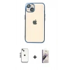 MARSİLYAN™- iPhone 14 Kılıf Vadi Minimal - Siyah Bilvis 3D Mat Cam Ekran Koruyucu + Shine Kamera Lens - GS