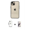 MARSİLYAN™- iPhone 14 Kılıf Vadi Minimal - Siyah Bilvis 3D Mat Cam Ekran Koruyucu + Shine Kamera Lens - GS