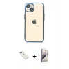MARSİLYAN™- iPhone 14 Kılıf Vadi Minimal - Siyah Bilvis 3D Mat Cam Ekran Koruyucu + Kırmızı Diamond Kamera Lens