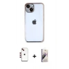 MARSİLYAN™- iPhone 14 Kılıf Vadi Minimal - Siyah Bilvis 3D Mat Cam Ekran Koruyucu + Shine Kamera Lens - KI
