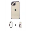 MARSİLYAN™- iPhone 14 Kılıf Vadi Minimal - Siyah Bilvis 3D Mat Cam Ekran Koruyucu + Shine Kamera Lens - KI
