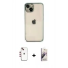 MARSİLYAN™- iPhone 14 Kılıf Vadi Minimal - Siyah Bilvis 3D Mat Cam Ekran Koruyucu + Shine Kamera Lens - KI