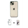 MARSİLYAN™- iPhone 14 Kılıf Vadi Minimal - Siyah Bilvis 3D Mat Cam Ekran Koruyucu + Mavi Shine Kamera Lens
