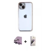 MARSİLYAN™- iPhone 14 Kılıf Vadi Minimal - Siyah Bilvis 3D Mat Cam Ekran Koruyucu + Raze Metal Kamera Lens - MR