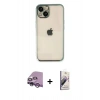MARSİLYAN™- iPhone 14 Kılıf Vadi Minimal - Siyah Bilvis 3D Mat Cam Ekran Koruyucu + Raze Metal Kamera Lens - MR