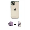 MARSİLYAN™- iPhone 14 Kılıf Vadi Minimal - Siyah Bilvis 3D Mat Cam Ekran Koruyucu + Raze Metal Kamera Lens - SH