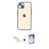 MARSİLYAN™- iPhone 14 Kılıf Vadi Minimal - Siyah Bilvis 5in1 3D Magic Cam Ekran Koruyucu + Diamond Kamera Lens - YL