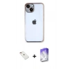 MARSİLYAN™- iPhone 14 Kılıf Vadi Minimal - Siyah Bilvis 5in1 3D Magic Cam Ekran Koruyucu + Diamond Kamera Lens - KI