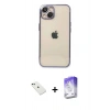 MARSİLYAN™- iPhone 14 Kılıf Vadi Minimal - Siyah Bilvis 5in1 3D Magic Cam Ekran Koruyucu + Diamond Kamera Lens - YL