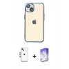 MARSİLYAN™- iPhone 14 Kılıf Vadi Minimal - Siyah Bilvis 5in1 3D Magic Cam Ekran Koruyucu + Shine Kamera Lens - GI