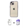 MARSİLYAN™- iPhone 14 Kılıf Vadi Minimal - Siyah Bilvis 5in1 3D Magic Cam Ekran Koruyucu + Shine Kamera Lens - GI