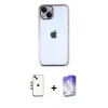 MARSİLYAN™- iPhone 14 Kılıf Vadi Minimal - Siyah Bilvis 5in1 3D Magic Cam Ekran Koruyucu + Shine Kamera Lens - GI