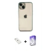 MARSİLYAN™- iPhone 14 Kılıf Vadi Minimal - Siyah Bilvis 5in1 3D Magic Cam Ekran Koruyucu + Pembe Diamond Kamera Lens