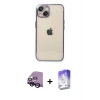 MARSİLYAN™- iPhone 14 Kılıf Vadi Minimal - Siyah Bilvis 5in1 3D Magic Cam Ekran Koruyucu + Raze Metal Kamera Lens - SH