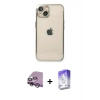 MARSİLYAN™- iPhone 14 Kılıf Vadi Minimal - Siyah Bilvis 5in1 3D Magic Cam Ekran Koruyucu + Raze Metal Kamera Lens - MR