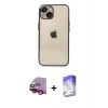 MARSİLYAN™- iPhone 14 Kılıf Vadi Minimal - Siyah Bilvis 5in1 3D Magic Cam Ekran Koruyucu + Raze Metal Kamera Lens - KI