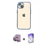 MARSİLYAN™- iPhone 14 Kılıf Vadi Minimal - Siyah Bilvis 5in1 3D Magic Cam Ekran Koruyucu + Raze Metal Kamera Lens - MR
