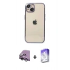 MARSİLYAN™- iPhone 14 Kılıf Vadi Minimal - Siyah Bilvis 5in1 3D Magic Cam Ekran Koruyucu + Raze Metal Kamera Lens - GS