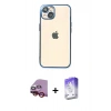 MARSİLYAN™- iPhone 14 Kılıf Vadi Minimal - Siyah Bilvis 5in1 3D Magic Cam Ekran Koruyucu + Raze Metal Kamera Lens - KI