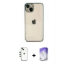 MARSİLYAN™- iPhone 14 Kılıf Vadi Minimal - Siyah Bilvis 5in1 3D Magic Cam Ekran Koruyucu + Shine Kamera Lens - YL