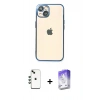 MARSİLYAN™- iPhone 14 Kılıf Vadi Minimal - Siyah Bilvis 5in1 3D Magic Cam Ekran Koruyucu + Shine Kamera Lens - YL