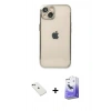 MARSİLYAN™- iPhone 14 Kılıf Vadi Minimal - Siyah Bilvis 5in1 5D Magic Hayalet Cam Ekran Koruyucu + Diamond Kamera Lens - YL