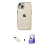 MARSİLYAN™- iPhone 14 Kılıf Vadi Minimal - Siyah Bilvis 5in1 5D Magic Hayalet Cam Ekran Koruyucu + Diamond Kamera Lens - KI