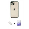 MARSİLYAN™- iPhone 14 Kılıf Vadi Minimal - Siyah Bilvis 5in1 5D Magic Hayalet Cam Ekran Koruyucu + Diamond Kamera Lens - KI